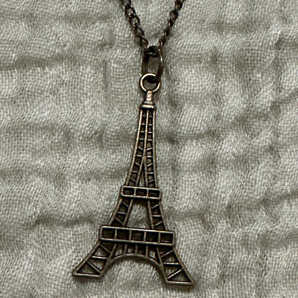 Eiffel Tower Bronze Charm Necklace